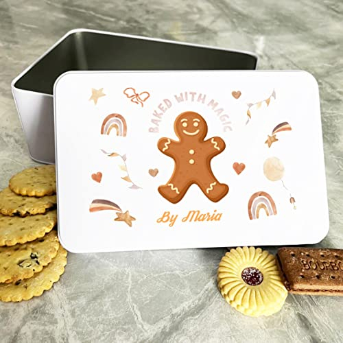 Personalised Baked With Magic Cute Gingerbread Cake Treat Sweets Biscuit Tin