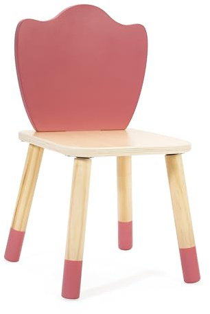 Classic World Wooden Grace Kinder Schreibtischstuhl, leicht, tragbar, runde Kanten für Sicherheit, Nusery Decor, Kinderzimmermöbel, ab 3 Jahren, Pastellrote Tulpe (28 x 28 x 49 cm)