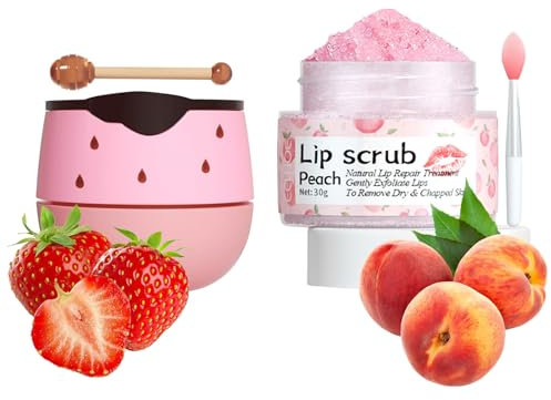Lip Care Kit, MKNZOME Moisturizing Lip Mask & Lip Scrub Set,Exfoliating Lip Scrub Repair Lip Mask Lip Care Gift Women Girls Overnight Lip Treatment Repair for Dry Chapped Cracked Peel Lips, Lip Lines