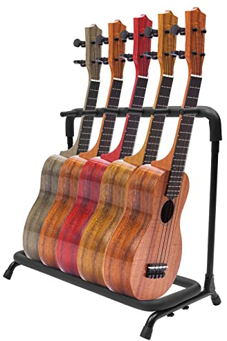 Soporte para guitarra de 3 niveles, 5 posiciones, plegable, con ruedas, para guitarra acústica, clásica, bajo acústico, bajo eléctrico (74 x 40 x 67 cm)