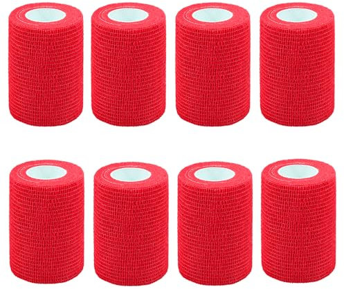 QiGui 8 Stück Selbstklebender Verband 7.5cm x 4.5m Verbandsmaterial für Pferde, Hunde & Menschen - Selbsthaftende & Elastische Bandage - Fixierbinde Haftbandage Selbstklebend