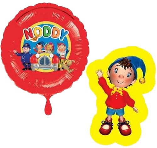 Toyland® Pack de 2 - Ballons en aluminium Oui-Oui et ses amis - 1 x 28 en forme de personnage et 1 x ballons ronds en aluminium de 18