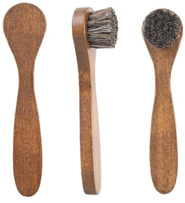TINEASUR Cepillo De Limpieza para Zapatos De Pelo De Caballo Mango De Madera Cepillo para Pulir y Limpiar Zapatos Casa