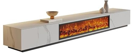 Soporte de TV para chimenea, chimenea eléctrica, mueble de TV con losa de roca, simulación de llama, fuego falso, chimenea electrónica, decoración de luz de fuego, mostrador de decoración para