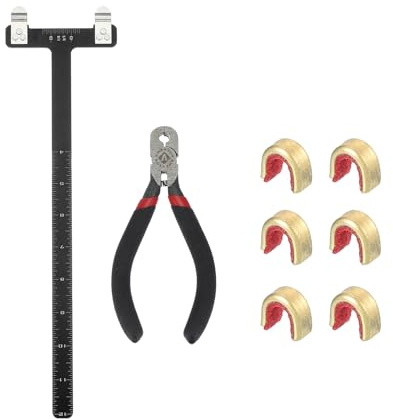 sourcing map Arc de tir à l'arc carré en forme de T Règle Outil Point d'encochage Pince Set 33 x 9 mm Kit de frappe pour cordes d'arc recourbées Accessoires de tir à l'arc (Noir)