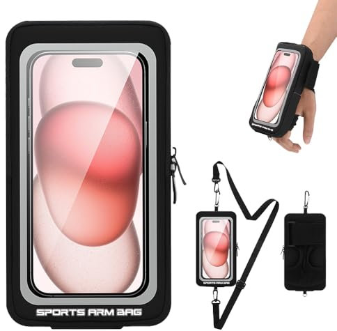 XFSRG Porta Cellulare Braccio per Running Fascia Sportiva Regolabile con Touchscreen Custodia Telefono Resistente per Corsa Palestra Ciclismo e Attività Outdoor (Nero)