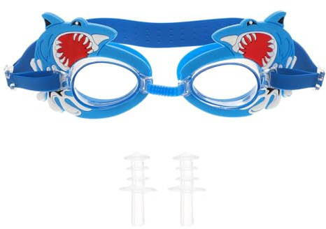 ABOOFAN Lunettes de Natation Garçon Fille Forme Requin Ajustables Anti-buée Étanches Silicone PC pour Garçon Fille Piscine