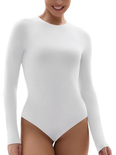 QHQQXN Body Avvolgente per Donna a Maniche Lunghe/Maniche Corte Body Elasticizzato Alto Perizoma Girocollo