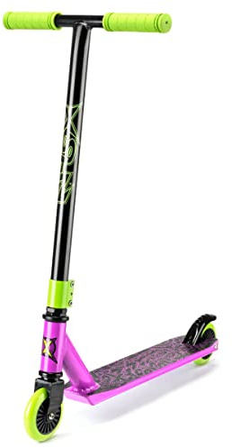 Xootz Toxic Stunt Scooter, Adult and Kids Kick Scooter, Lightweight 360 Degree Stunts, Beginner and Intermediate Level Scooter, Steel T-Bar and Grip Tape Deck, 6+, Purple
