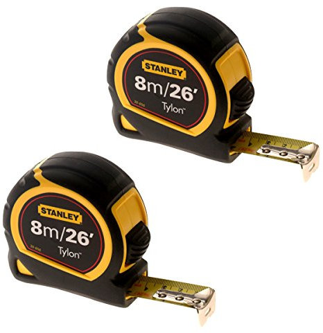 Stanley Lot de 2 Mètres à Ruban Enrouleurs Tylon de Poche Systèmes Métrique et Impérial 8 m