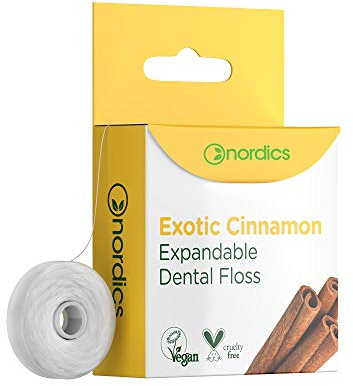Nordics Organic Care Öko Zahnseide PLA varibale Breite mit Zimt, 15 g