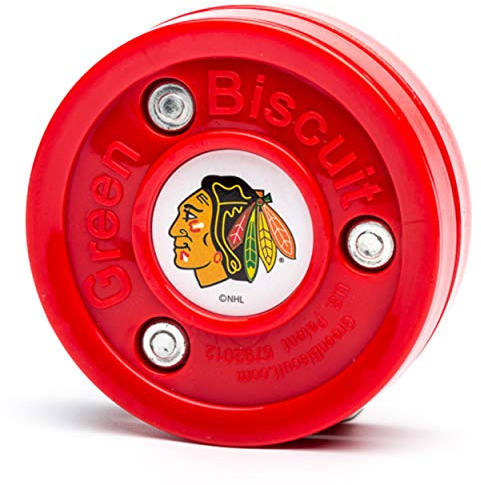 Green Biscuit NHL Teams Original Passing/Handling Training Puck (Chicago Blackhawks) - Off-Ice/Street Hockey Puck