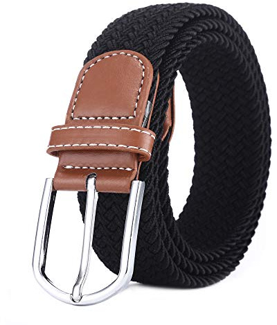 BOZEVON Elastic Woven Belt - Multi-colours Elasticated Braided Stretch Fabric Belt For Men Women
