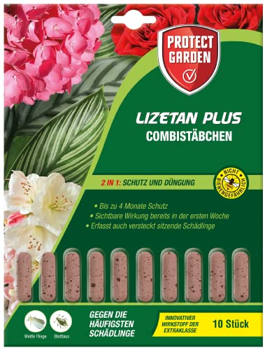 PROTECT GARDEN Lizetan Plus Combistäbchen, Langzeit-Schädlingsfrei und Premium-Dünger in Einem, 10 Stück