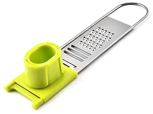 MASMAS Rallador Laminador de Acero Inoxidable Triturador de Ajos Molinillo de Especies Jengibre Rebanador y Cortador de Vegetales y Quesos (Verde)