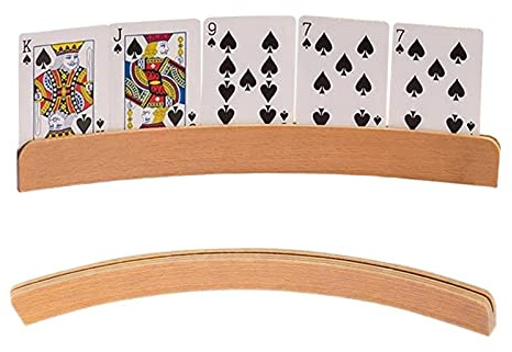 MEYING Soporte para Tarjetas de Juego de Madera, Soporte para Tarjetas de Juego, Soporte para Naipes Curvo de Madera para Jugar Cartas con Estrategia de Puente