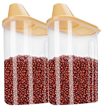 TOWEAR Dog Food Container, Airtight Cat Pet Food Storage Container with Measuring Cup, Dry Food Dispenser for Dog Cat Bird Fish, 2 Pack (white)