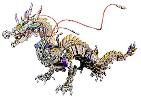 FATOX 3D Metall Puzzle Mechanisches Drachen Modell, DIY Metall Model Kit für Erwachsene Kinder, Konstruktionsspielzeug Steampunk Dragon Puzzles Deko Ornamente - 2030 Teile