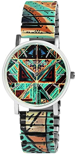 Excellanc Damen-Uhr Armbanduhr Zugarmband Zugband Edelstahl bunt 1700075 (grün)