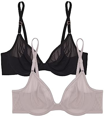 Smart & Sexy Women's Sheer Mesh Demi Underwire Bra Black Hue/Bark 32DD