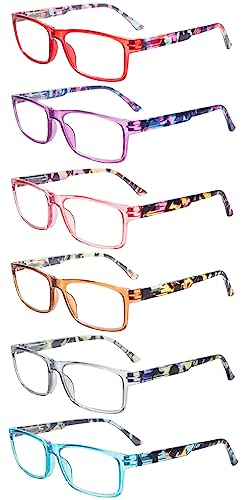ZONLON 6 Pack Damen Lesebrillen Blaulichtfilter Brille Computerbrille mit Federscharnieren Blendfreie Lesehilfe 2.0