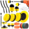 AMZJMT 27-Stück Bürstenaufsatz Bohrmaschine Set, Reinigungsbürste elektrisch, Felgenbürste Kit für Bohrmaschinen, Felgen, Fugen & Ecken, bürstet für Küche, Bad & Auto,Gelb