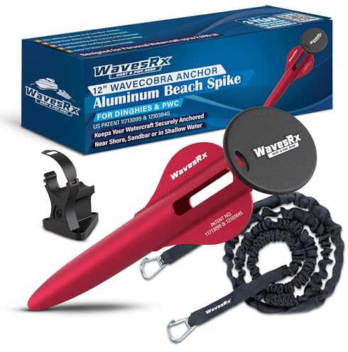 WAVESRX Patented Aluminum Spike Beach Anchor | Ultra-Light PWC, Jet Ski & Sand Anchor for Boat, Pontoon & Kayak Secure Anchoring Near Shore