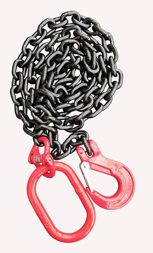 Chaîne forestière 8 mm 4000 daN Longueur utile : 4 m Crochet à tête de fourche Anneau de suspension Gütekl : 8 Chaîne laquée noire selon EN818-2 Haute résistance et testée