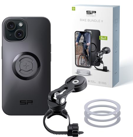 SP CONNECT Bike Bundle II | SPC+ | kompatibel med iPhone 15 | Mobiltelefonhållare för cykelstyre | Mountainbike vägcykel mobiltelefonhållare