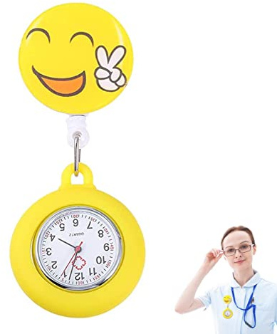 FASSME Reloj de Enfermera, Reloj con Clip de Bolsillo para Mujer, Reloj de Solapa para Enfermeras, médicos, Colgante con Clip, Relojes de Enfermera, Cubierta de Silicona, Estetoscopio, Reloj Fob