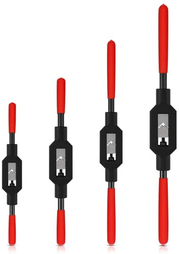 WILLBOND Verstellbarer Windeisen mit Ratsche, Gewindebohrer, Griff für Gewindebohrer, Reibahle, Handwerkzeug (1/16-1/4-Zoll, 1/16-3/8-Zoll, 3/16-1/2-Zoll, 1/4-Zoll-3/4-Zoll), 4 Stück