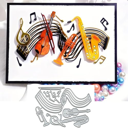 Guitar Notes Metal Die Cuts,Merry Christmas Squqre Frame Cutting Dies Cut Stencils DIY Scrapbooking Decorative Embossing Paper Party Wedding Card Making