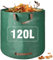 Garden Waste Bags, 120L Garden Sacks Heavy Duty with Handles, Reusable Large Refuse Rubbish Bags Green for Grass Cuttings Collection, 1 Pack