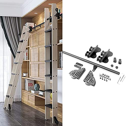 KHLMSRXJ Échelle Mobile à Tube Rond, Rail rétractable pour bibliothèque, échelle coulissante (sans échelle), 3,3 pi à 20 pi, pour Maison, loft, Bureau (Taille : kit de Rails de 3,3 pi/100 c