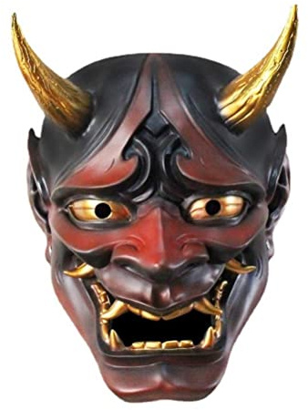 HELEVIA Masque Hannya Japonais, Masque Fantôme D'horreur D'horreur en Résine, Masques de Démon D'horreur Japonais, pour les Accessoires de Performance de Scène Halloween (B)