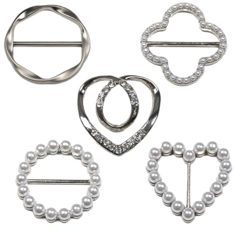 Quesuc 5 Pcs Clips De Bufanda, Clips De Corbata De Camiseta, Para Camiseta Ropa Esquina Anudada Botón Bufanda Anillo Clip, Moda Redondo Metal Círculo Dama Camiseta Clips