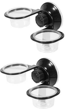 HOMSFOU Lot de 2 Gamelles Suspendues Noires pour Reptiles, Bol d'eau et Nourriture Multifonction à Ventouse, Plastique Lisse Facile à Nettoyer, Accessoire pour Terrarium, Compatible