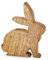 Deko Figur Hase Osterhase 13x15 cm, Mango Holz Natur Braun, Holzfigur massiv Naturdekoration Frühling Osterdekoration