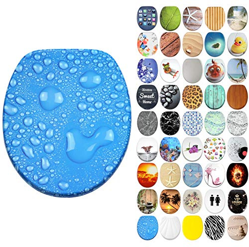 Sanilo Soft Close Toilet Seat, Wide Choice of New Toilet Seats, Stable Hinges, Easy to Mount (Water Pearls)