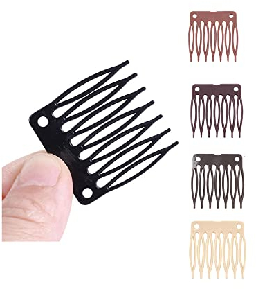 Lot de 50 peignes à cheveux décoratif en plastique 7 dents peignes à cheveux pour perruque (Noir)