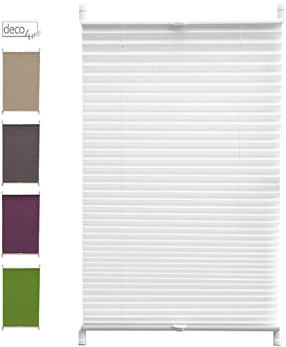 Deco4Me Klemmfix Plissee ohne Bohren - 45 x 140 cm, Weiß-Crush - Jalousien zum Klemmen - Klemmrollos, Faltrollos für Fenster ohne Bohren - Plissee zum Kleben - Raffrollo ohne Bohren