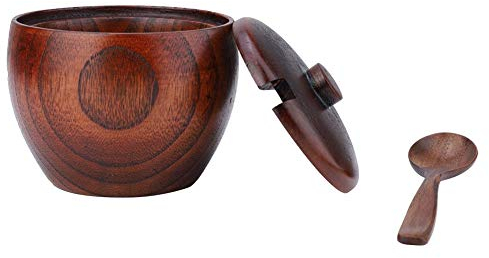 Hölzerne Zuckerdose - 1 Stück Gewürzdose aus massivem Holz mit Deckel und Löffel Holzbox for Küchenwerkzeug