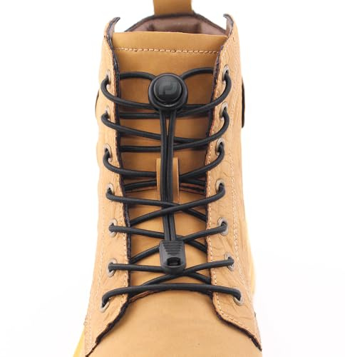 RJ-Sport Schnürsenkel ohne Binden – extra lange, elastische, bügellose Schnürsenkel für Stiefel, Übergröße Sneakers Rollschuhe Schuhe, Schwarz, Einheitsgröße