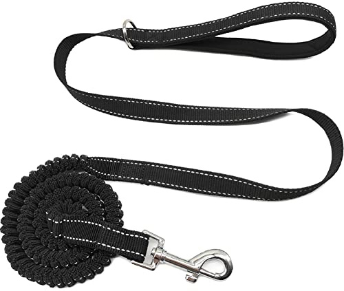 YUCFOREN 5-7FT Reflective Bungee Dog Leash, No Pull for Shock Absorption Nylon Elastic Walking Leash for Small Medium Dogs/Cats Black