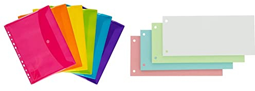 Oxford Dokumenten-Mappen A4, Taschen mit Klett-Verschluss, zum Abheften, sortiert, 6er Pack & Trennstreifen, aus Karton, gelocht, 190 g/m², 4 Farben, 100 Stück