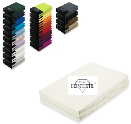 EXKLUSIV HEIMTEXTIL Doppelpack Jersey Spannbettlaken Premium 100% Baumwolle Öko - Tex Zertifiziert, Markenqualität, Matratzenhöhe bis 25 cm, Naturweiß 90-100 x 200 cm