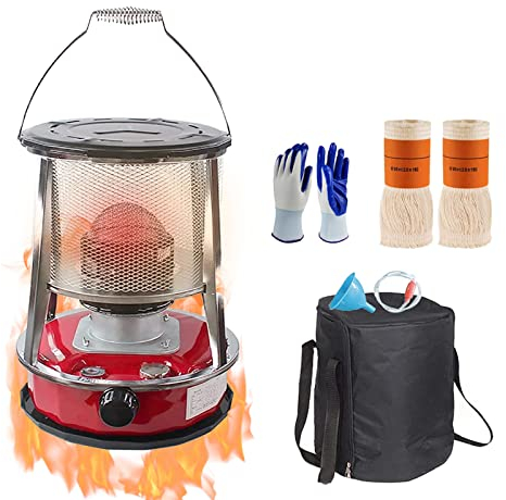 HFDASUENT Poele A Petrole D'intérieur, Chauffage à pétrole avec 2 mèche de Rechange Chauffage Mobile à pétrole Poêle à pétrole Chauffage Mobile sans Électricité À L'intérieur