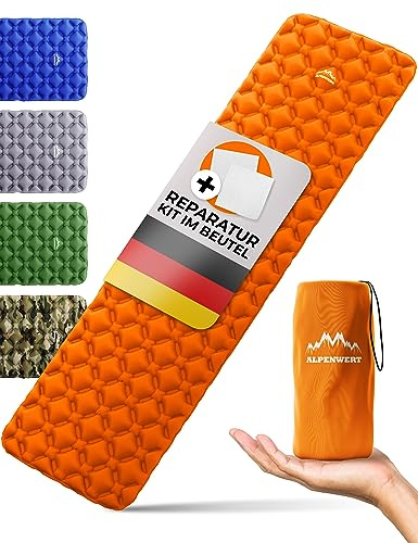 Alpenwert Colchoneta aislante para exteriores (tamaño pequeño y ultraligero) Colchón de aire perfecto para camping, senderismo, mochilero UVM. - Esterilla hinchable para dormir