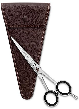 Störtebekker® Premium Beard Scissors - Forbici per barba in acciaio inossidabile - Regolabarba da uomo - Regolabarba da naso - Idea regalo - inclusa custodia in vera pelle (Caffè, Lungo (14 cm))
