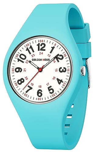 Golden HOUR armbandsur dam vattentät digital analog, unisex sportklockor för klocka kvinnor studenter flickor pojkar – lysande, lättläst urtavla, silikonarmband sjuksköterska klockor